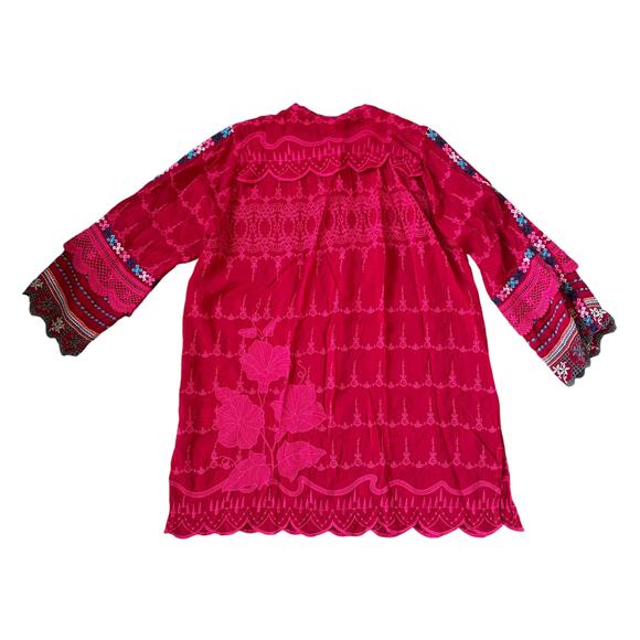 Johnny Was Mayu Wild Cherry Red Tunic Blouse - Picture 3 of 10